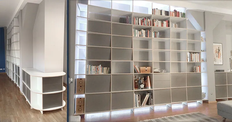 Integriertes Bücherregal