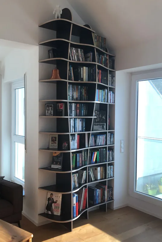 geschwungenes Bücherregal