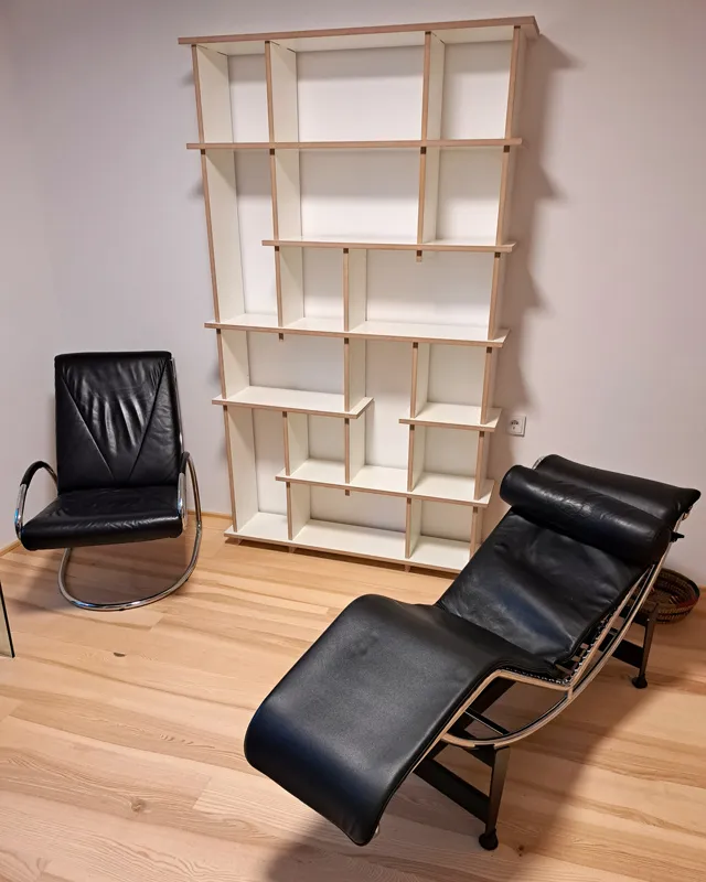 Bücherregal mit unterschiedlich großen Fächer