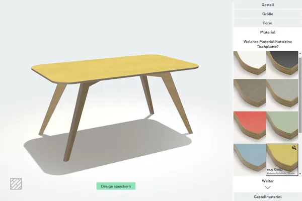 Tische in verschiedenen Farben