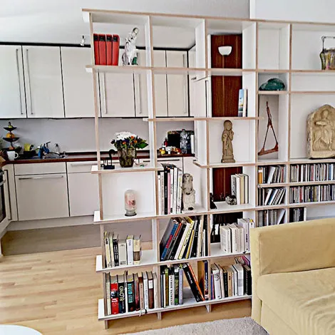 White bookshelf as a room divider