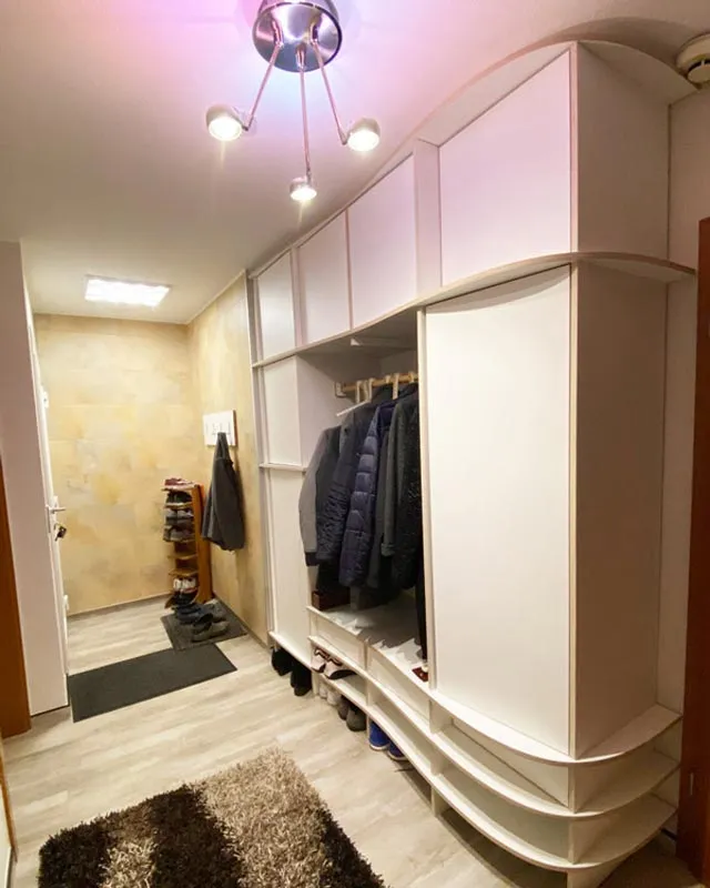 Large hallway cabinet with wardrobe in white