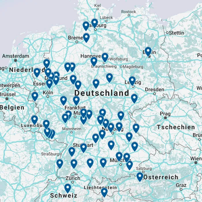 Deutschlandkarte mit Schreiner-Partnern