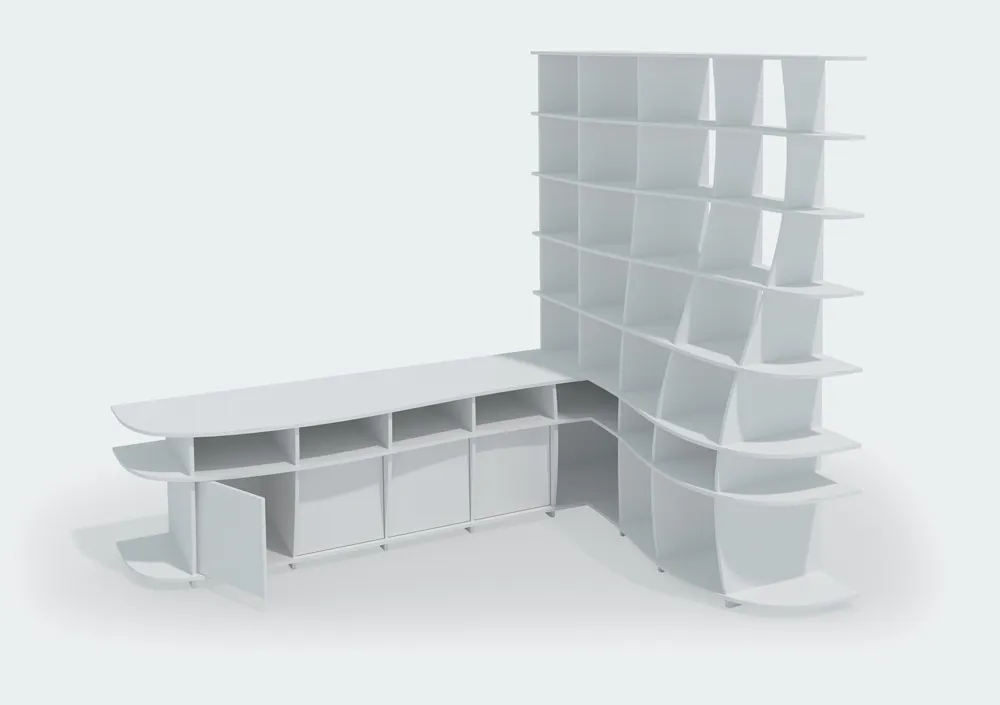 Detail scheme of a formbar corner shelf