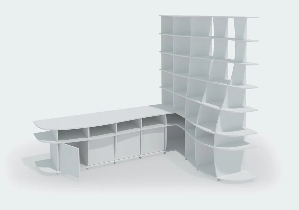 Detailschema eines formbar Eckregals