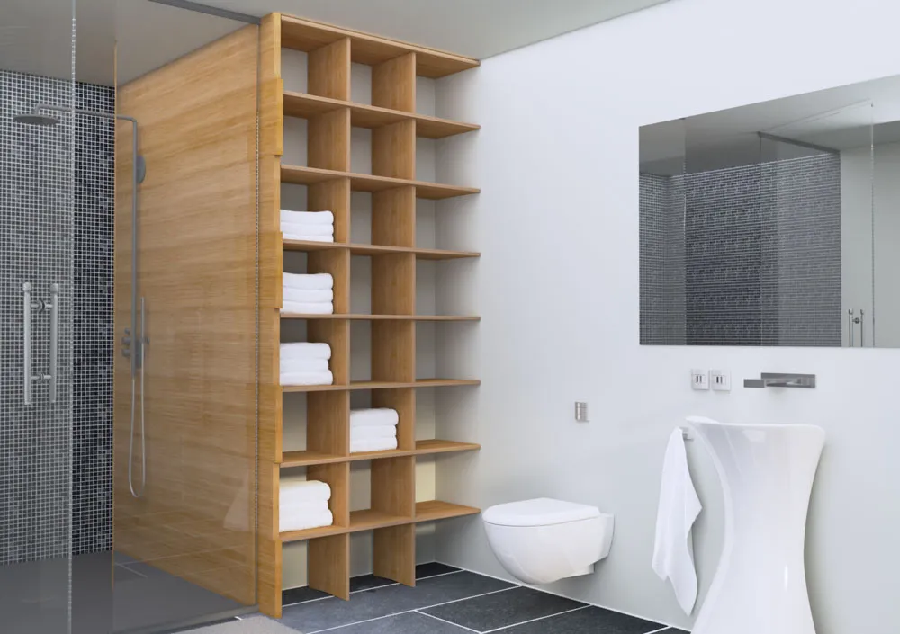 Bathroom shelf Stradini adapted to a niche.