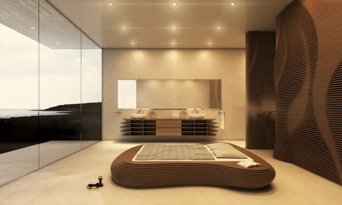 Schlafzimmer mit form.bar-Bett Dreamwave
