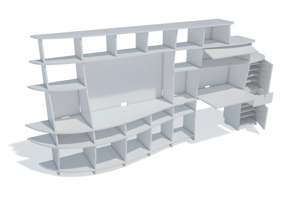 Stylized bookshelf in gray