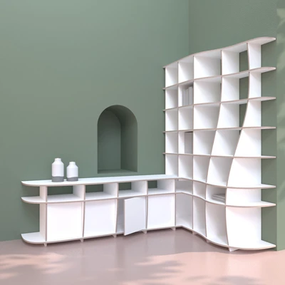 Corner shelf in modern surroundings