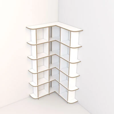 Corner shelf in empty white studio
