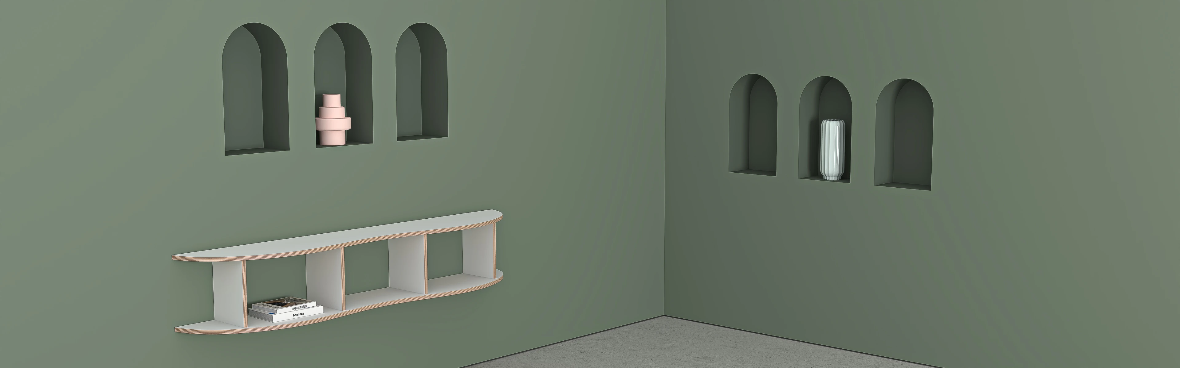 Hanging shelf in modern surroundings