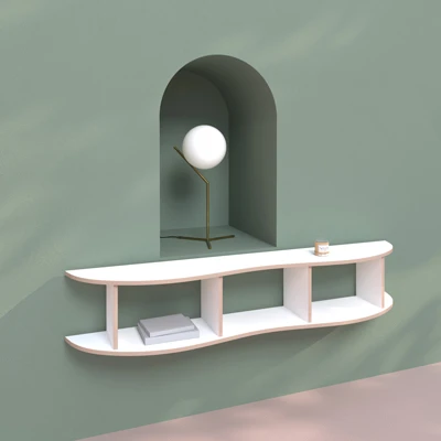 Hanging shelf in modern surroundings