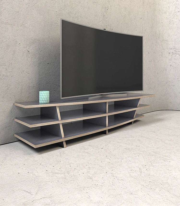 Un meuble TV bas dans un environnement moderne