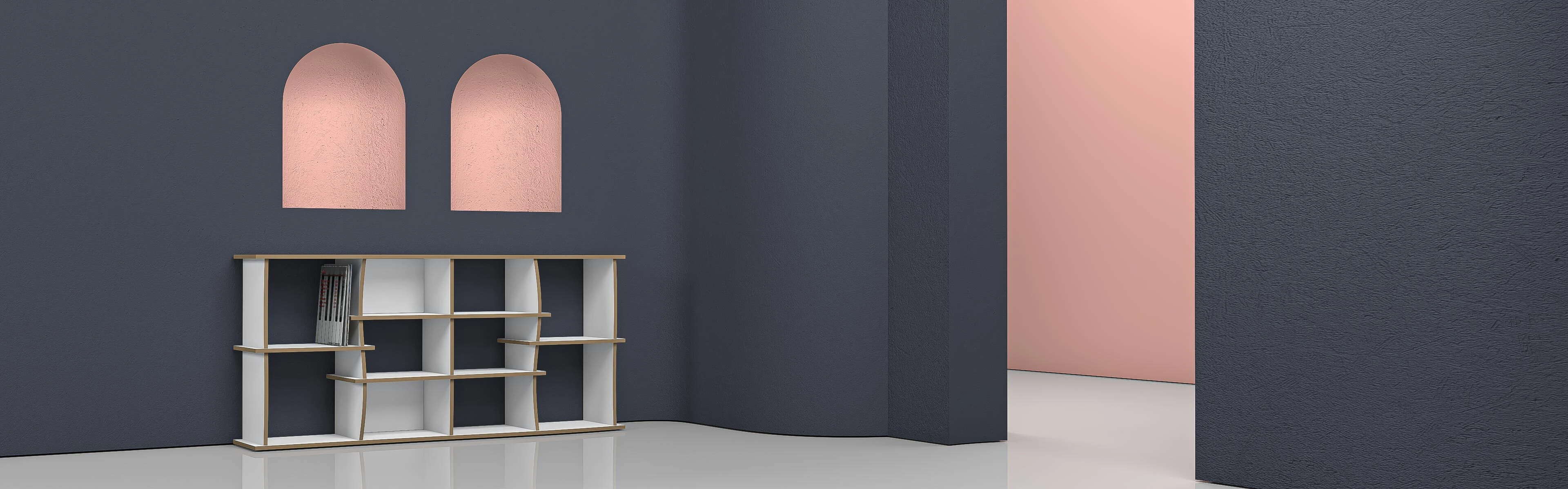 Record shelf in modern surroundings