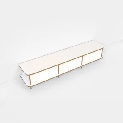 TV stand in empty white studio