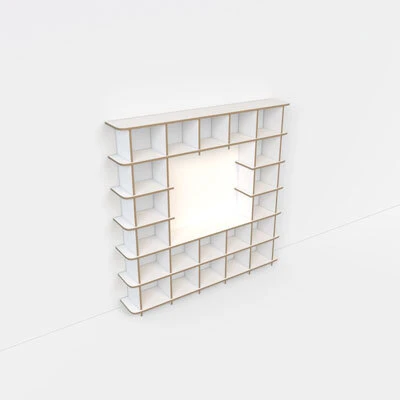 TV wall in empty white studio